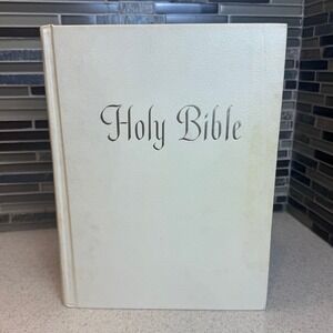 Vintage 1971 New American Catholic Bible Lexicon White Faux Leather NAB 1970